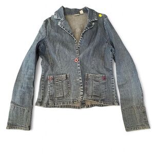 Rubbish Denim Jacket with Pink Button Highlights